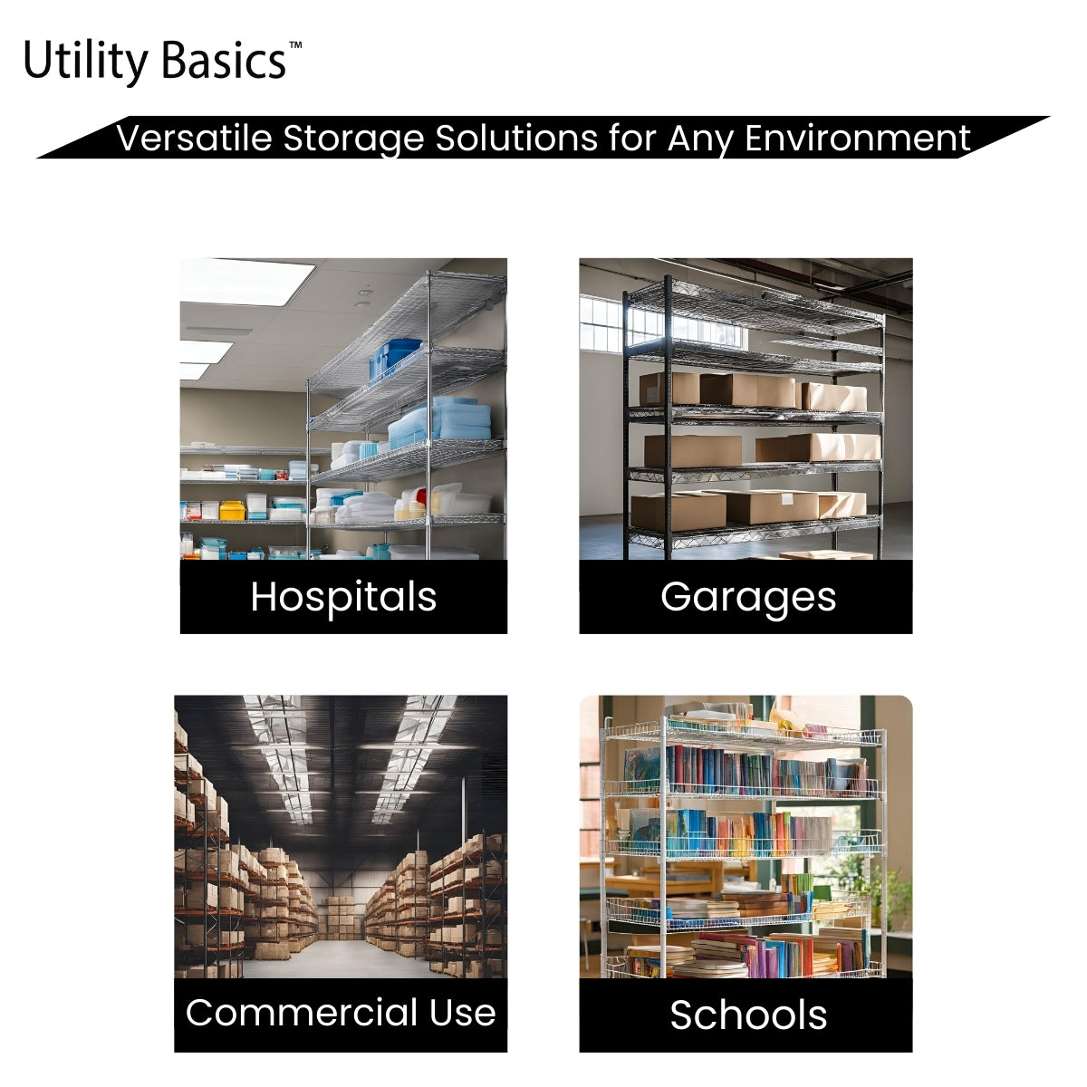 5-Tier Black Wire Shelving 48"W x 18"D x 72"H | NSF Certified