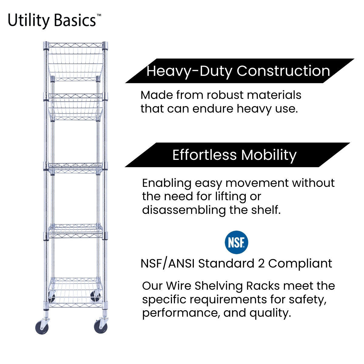 Garage Shelving 30"W x 14"D x 60"H | NSF Certified | Chrome | 5-Tier
