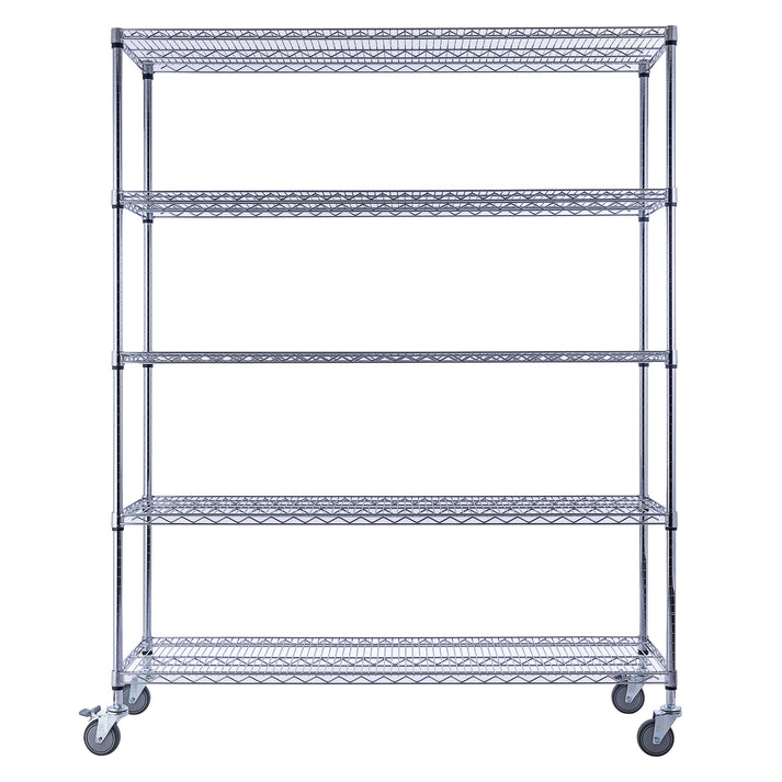 Chrome Wire Shelving 60" x 18" x 72" | Chrome Shelving on wheels | 60 x 18 x 72 | Utility shelving | Utility Shelves | Shelves shelf | Saferacks | Seville Classics | Wire Shelving | Wire Racks with Wheels