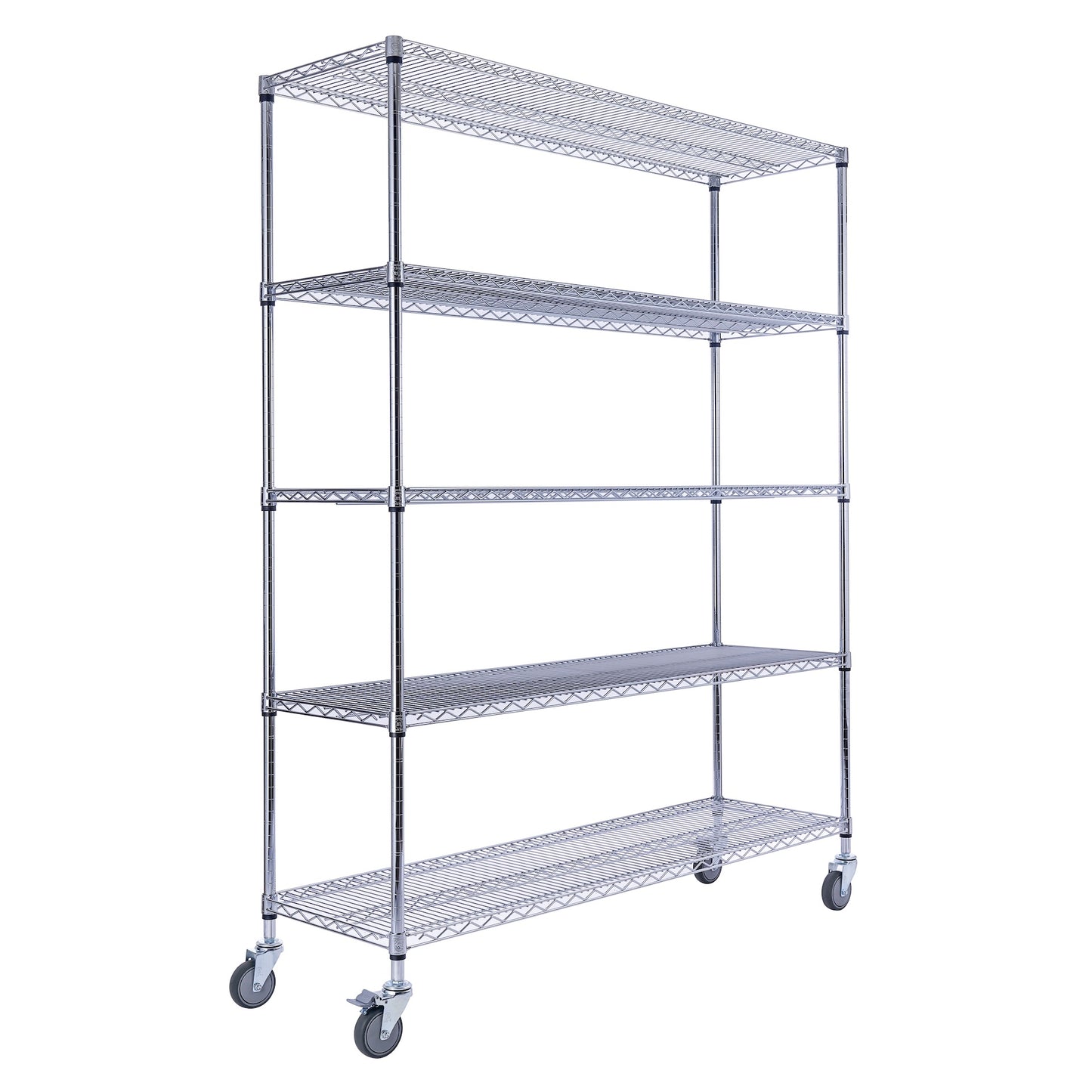 Chrome Wire Shelving 60" x 18" x 72" | Chrome Shelving on wheels | 60 x 18 x 72 | Utility shelving | Utility Shelves | Shelves shelf | Saferacks | Seville Classics | Wire Shelving | Wire Racks with Wheels