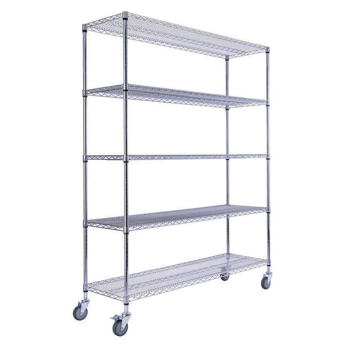 Chrome Wire Shelving 60" x 18" x 72" | Chrome Shelving on wheels | 60 x 18 x 72 | Utility shelving | Utility Shelves | Shelves shelf | Saferacks | Seville Classics | Wire Shelving | Wire Racks with Wheels