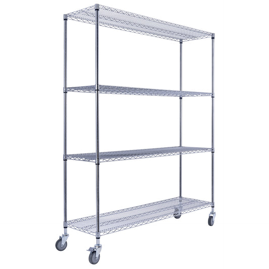 Utility Basics | Chrome Shelving on wheels | 60 x 18 x 72 | Utility shelving | Utility Shelves | Shelves shelf | Saferacks | Seville Classics | Wire Shelving | Wire Racks with Wheels