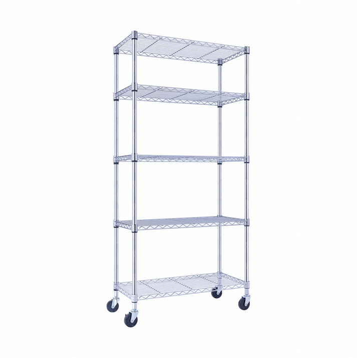 Utility Basics | Chrome Shelving on wheels | 5-Tier | 36 x 14 x 60 | NSF Certified | Seville classics | Saferacks | utility shelving | Shelves shelf | Shelving shelf