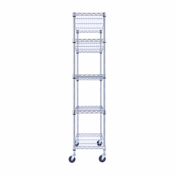 Utility Basics | Chrome Shelving on wheels | 5-Tier | 36 x 14 x 60 | NSF Certified | Seville classics | Saferacks | utility shelving | Shelves shelf | Shelving shelf