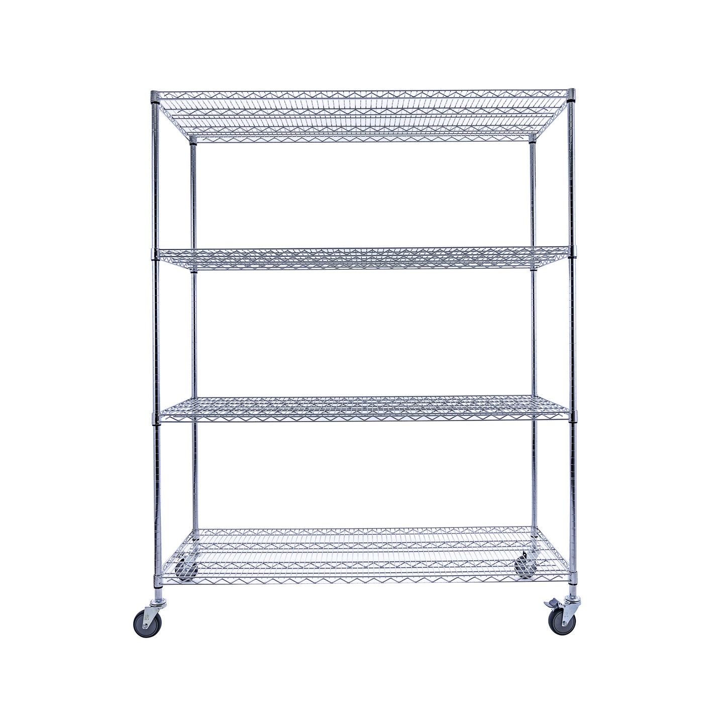 Utility Basics | Chrome Shelving On Wheels | 60 x 24 x 72 Shelving | 4-Tier | NSF | Seville Classics | Saferacks | Utility shelving | Storage shelving on wheels | Wire Shelving with Wheels | Wire Racks with Wheels