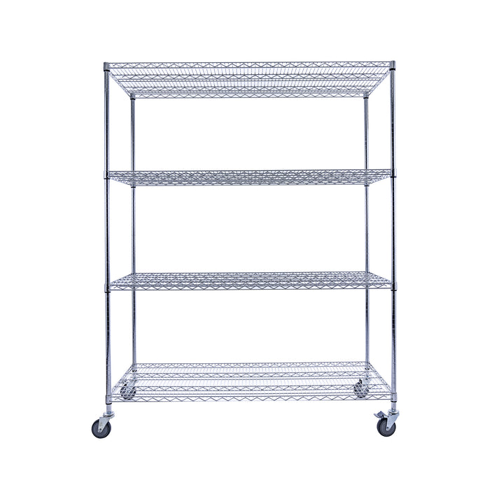 Utility Basics | Chrome Shelving On Wheels | 60 x 24 x 72 Shelving | 4-Tier | NSF | Seville Classics | Saferacks | Utility shelving | Storage shelving on wheels | Wire Shelving with Wheels | Wire Racks with Wheels