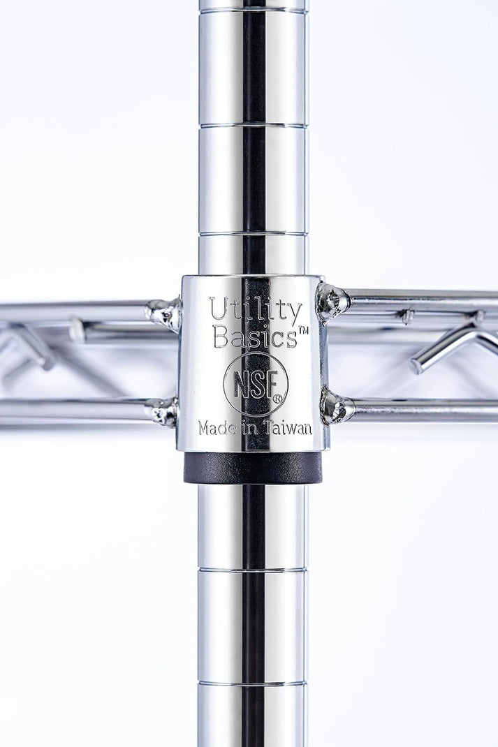 Utility Basics | Chrome Shelving On Wheels | 60 x 24 x 72 Shelving | 4-Tier | NSF | Seville Classics | Saferacks | Utility shelving | Storage shelving on wheels | Wire Shelving with Wheels | Wire Racks with Wheels