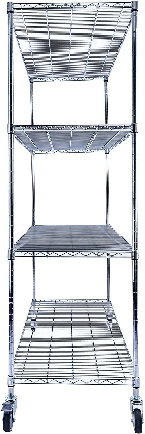 Utility Basics | Chrome Shelving On Wheels | 60 x 24 x 72 Shelving | 4-Tier | NSF | Seville Classics | Saferacks | Utility shelving | Storage shelving on wheels | Wire Shelving with Wheels | Wire Racks with Wheels