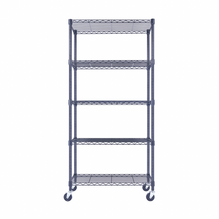 Utility Basics | Black Wire Rack | 5-Tier | 36 x 14 x 60 | Utility Shelving | Saferack | Seville Classics | wire rack with wheels | Shelving shelf | Wire Shelving