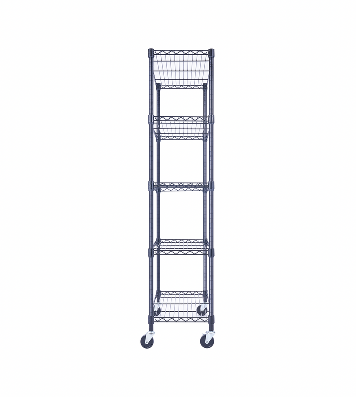 Utility Basics | Black Wire Rack | 5-Tier | 36 x 14 x 60 | Utility Shelving | Saferack | Seville Classics | Wire Rack with Wheels | Shelving shelf | Wire Shelving