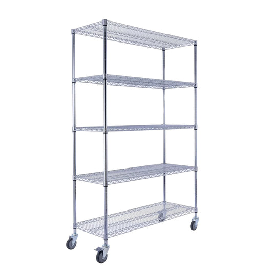 Utility Basics | Chrome Shelving On Wheels | 60 x 24 x 72 Shelving | 4-Tier | NSF | Seville Classics | Saferacks | Utility shelving | Storage shelving on wheels | Wire Shelving with Wheels | Wire Racks with Wheels