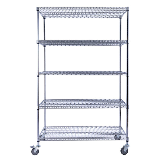 Utility Basics | PREMIUM Wire Shelving Rack | 5-Tier | 48" x 24" x 72" | Chrome