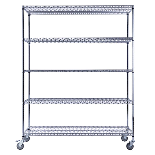 Utility Basics | PREMIUM Wire Shelving Rack | 5-Tier | 60" x 18" x 72" | Chrome