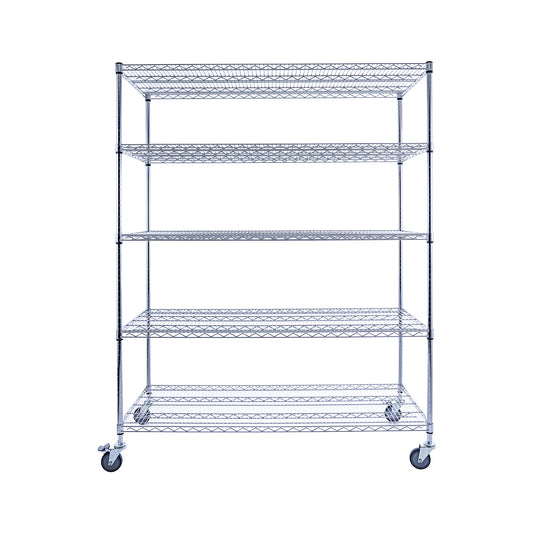 Utility Basics | PREMIUM Wire Shelving Rack | 5-Tier | 60" x 24" x 72" | Chrome