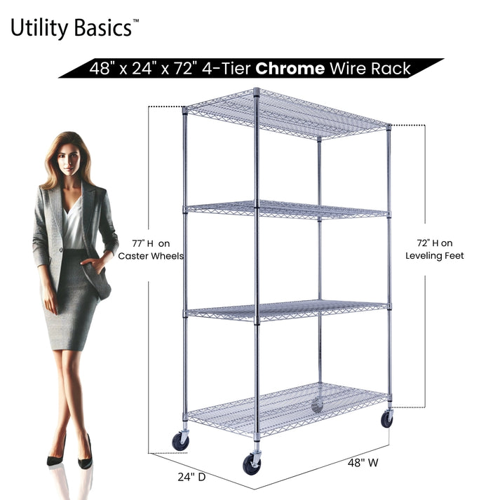 Utility Basics | 48 x 24 x 72  Wire Shelving with wheels | 5-Tier | Saferacks | Seville Classics | Utility shelves | Shelf shelving unit | Shelves Shelf | Shelving Shelf