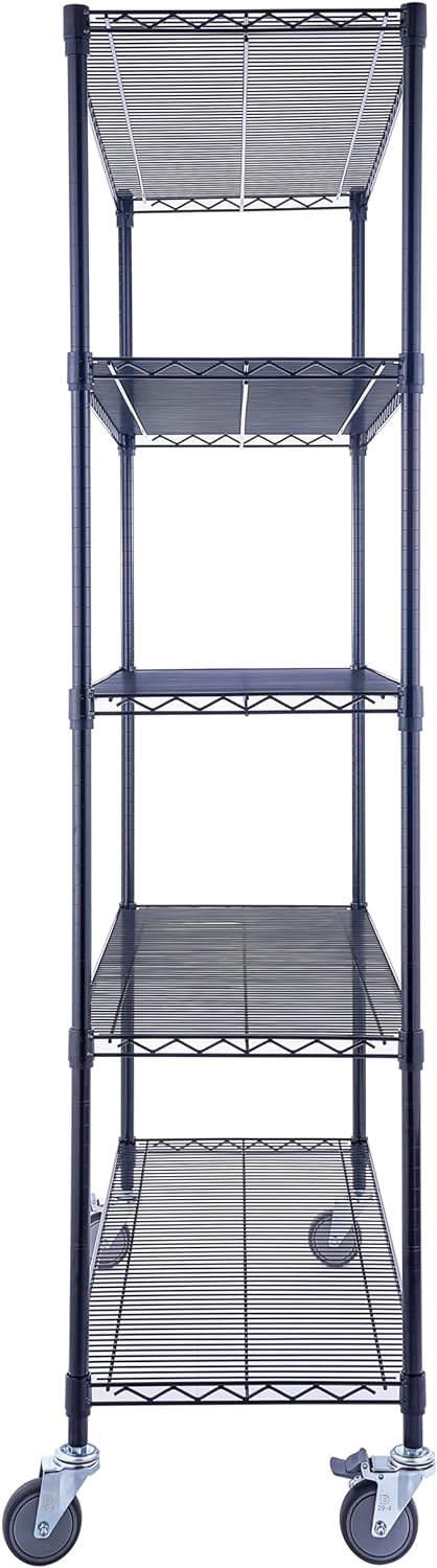 Utility Basics | PREMIUM Wire Shelving Rack | 5-Tier | 48" x 18" x 72" | Black