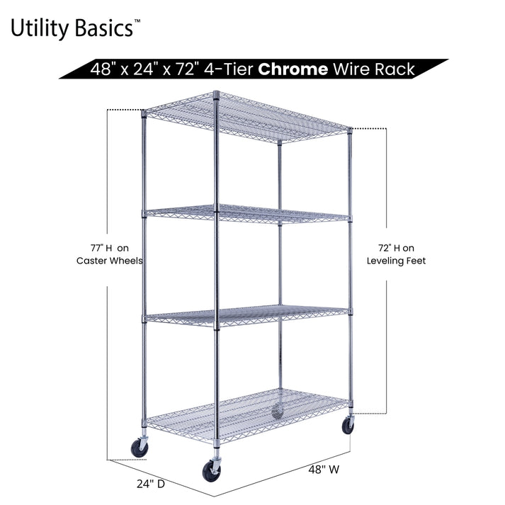 Utility Basics | 48 x 24 x 72  Wire Shelving with wheels | 5-Tier | Saferacks | Seville Classics | Utility shelves | Shelf shelving unit | Shelves Shelf | Shelving Shelf