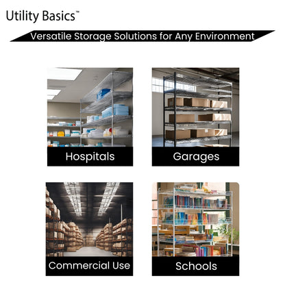 5-Tier  Black Wire Shelving 48"W x 18"D x 72"H | NSF Certified