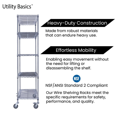 5-Tier Chrome Wire Shelving 36"W x 18"D x 72"H | NSF Certified