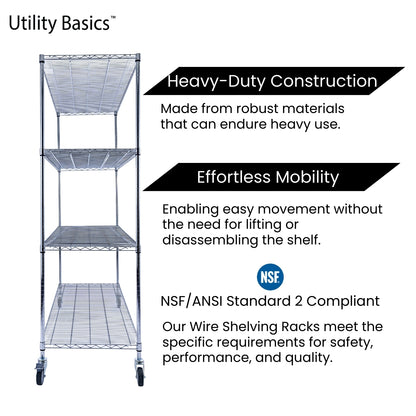4-Tier Chrome Wire Shelving 60"W x 24"D x 72"H | NSF Certified