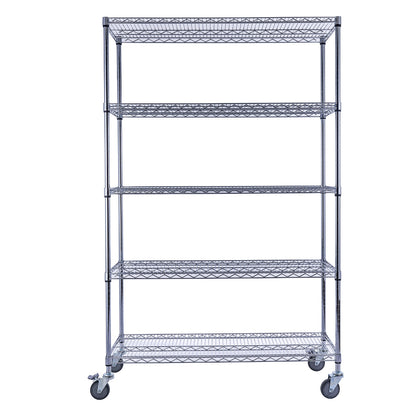 Utility Basics | Black Wire Rack | 5-Tier | 48 x 18 x 72 | Utility shelves | Utility shelving | Utility shelves | Seville Classics | Saferacks | Wire Shelving with Wheels