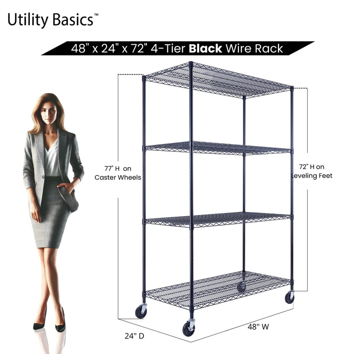 Utility Basics | 48 x 24 x 72  Wire Shelving with wheels | 5-Tier | Saferacks | Seville Classics | Utility shelves | Shelf shelving unit | Shelves Shelf | Shelving Shelf