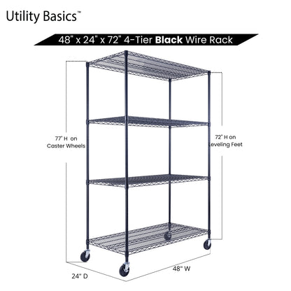 Utility Basics | 48 x 24 x 72  Wire Shelving with wheels | 5-Tier | Saferacks | Seville Classics | Utility shelves | Shelf shelving unit | Shelves Shelf | Shelving Shelf
