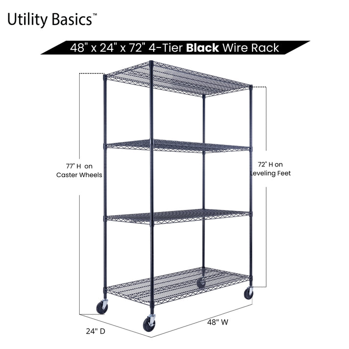 Utility Basics | 48 x 24 x 72  Wire Shelving with wheels | 5-Tier | Saferacks | Seville Classics | Utility shelves | Shelf shelving unit | Shelves Shelf | Shelving Shelf