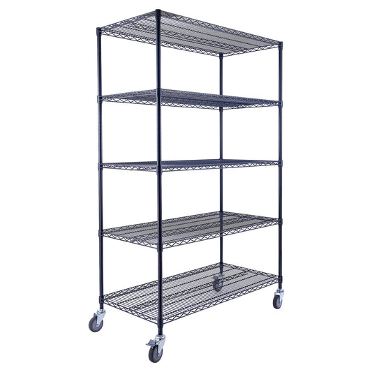 Utility Basics | 48 x 24 x 72  Wire Shelving with wheels | 5-Tier | Saferacks | Seville Classics | Utility shelves | Shelf shelving unit | Shelves Shelf | Shelving Shelf