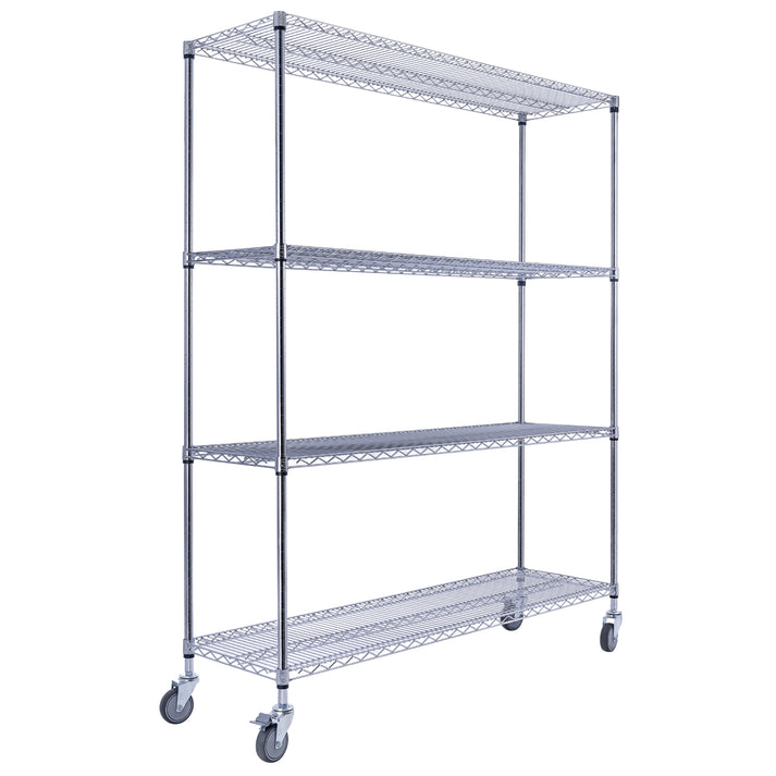 Utility Basics | Chrome Shelving on wheels | 60 x 18 x 72 | Utility shelving | Utility Shelves | Shelves shelf | Saferacks | Seville Classics | Wire Shelving | Wire Racks with Wheels