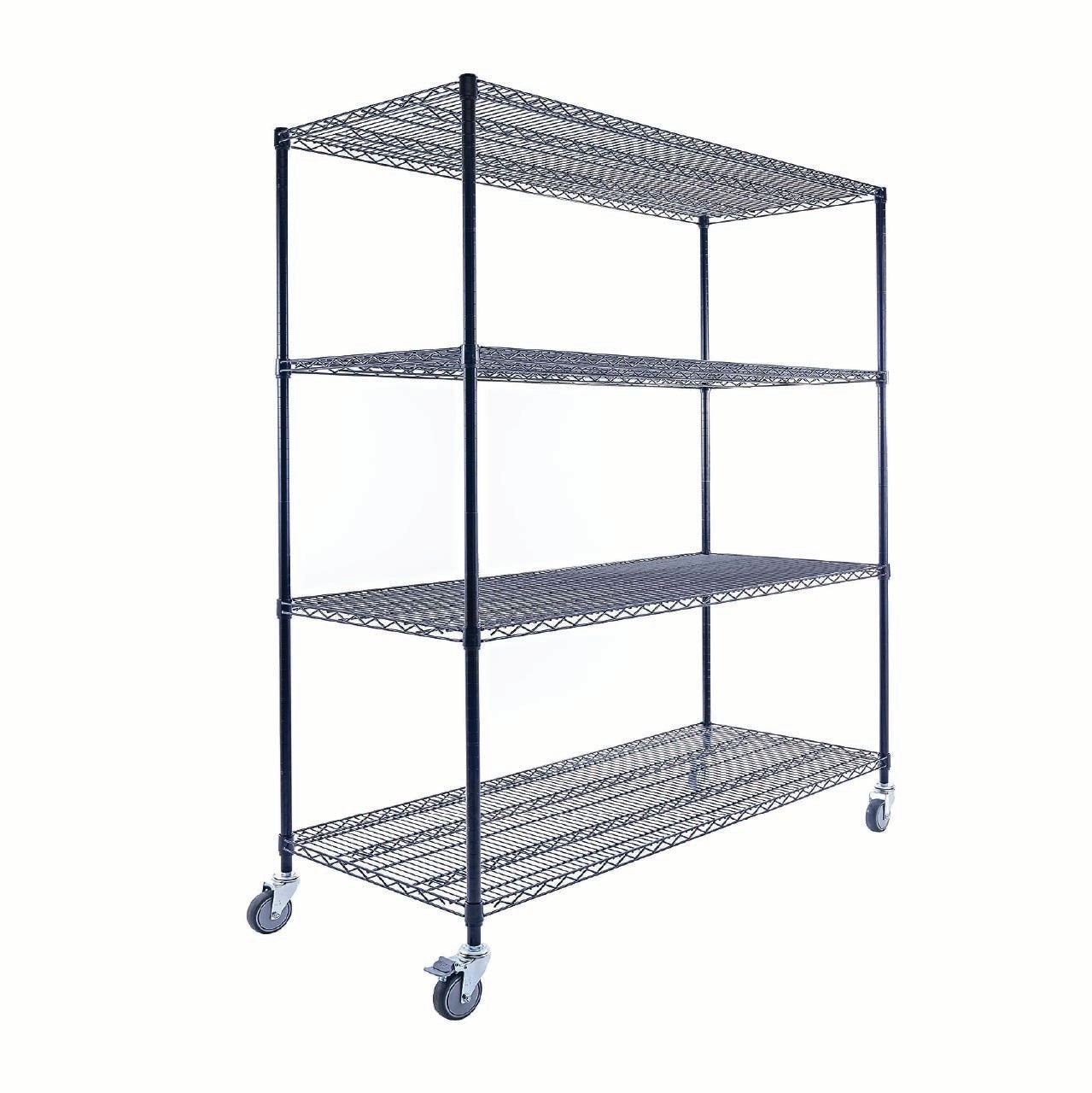 Utility Basics | Chrome Shelving On Wheels | 60 x 24 x 72 Shelving | 4-Tier | NSF | Seville Classics | Saferacks | Utility shelving | Storage shelving on wheels | Wire Shelving with Wheels | Wire Racks with Wheels
