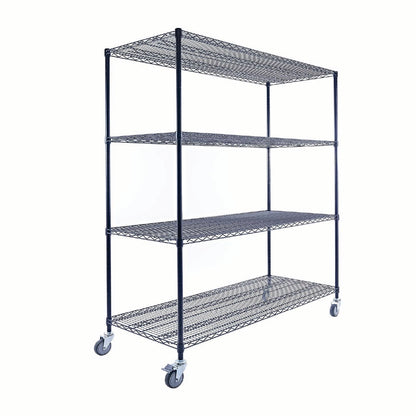 Utility Basics | Chrome Shelving On Wheels | 60 x 24 x 72 Shelving | 4-Tier | NSF | Seville Classics | Saferacks | Utility shelving | Storage shelving on wheels | Wire Shelving with Wheels | Wire Racks with Wheels