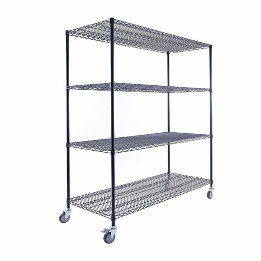 Utility Basics | Chrome Shelving On Wheels | 60 x 24 x 72 Shelving | 4-Tier | NSF | Seville Classics | Saferacks | Utility shelving | Storage shelving on wheels | Wire Shelving with Wheels | Wire Racks with Wheels