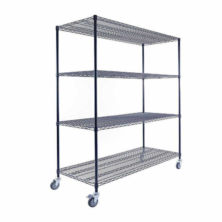 Utility Basics | Chrome Shelving On Wheels | 60 x 24 x 72 Shelving | 4-Tier | NSF | Seville Classics | Saferacks | Utility shelving | Storage shelving on wheels | Wire Shelving with Wheels | Wire Racks with Wheels