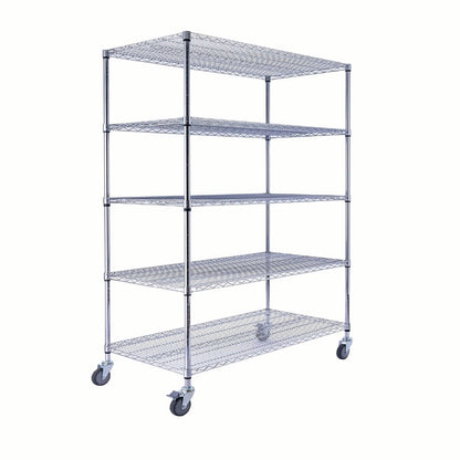 Utility Basics | Chrome Shelving On Wheels | 60 x 24 x 72 Shelving | 4-Tier | NSF | Seville Classics | Saferacks | Utility shelving | Storage shelving on wheels | Wire Shelving with Wheels | Wire Racks with Wheels