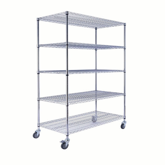 Utility Basics | Chrome Shelving On Wheels | 60 x 24 x 72 Shelving | 4-Tier | NSF | Seville Classics | Saferacks | Utility shelving | Storage shelving on wheels | Wire Shelving with Wheels | Wire Racks with Wheels