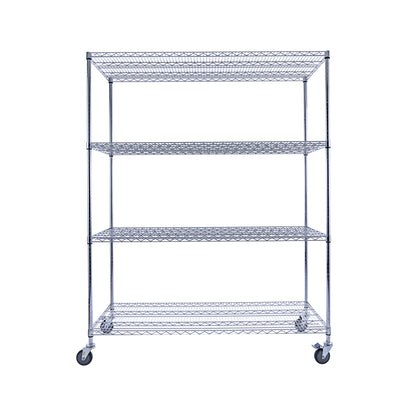 Utility Basics | Chrome Shelving On Wheels | 60 x 24 x 72 Shelving | 4-Tier | NSF | Seville Classics | Saferacks | Utility shelving | Storage shelving on wheels | Wire Shelving with Wheels | Wire Racks with Wheels