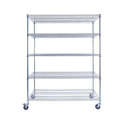 Utility Basics | Chrome Shelving On Wheels | 5-Tier | 60 x 24 x 72 Shelving| NSF | Seville Classics | Saferacks | Shelving Shelves | Utility shelving | Wire Racks with Wheels | Wire Shelving