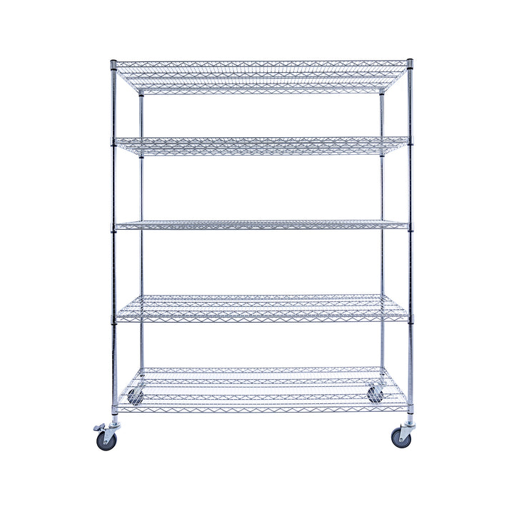 Utility Basics | Chrome Shelving On Wheels | 5-Tier | 60 x 24 x 72 Shelving| NSF | Seville Classics | Saferacks | Shelving Shelves | Utility shelving | Wire Racks with Wheels | Wire Shelving