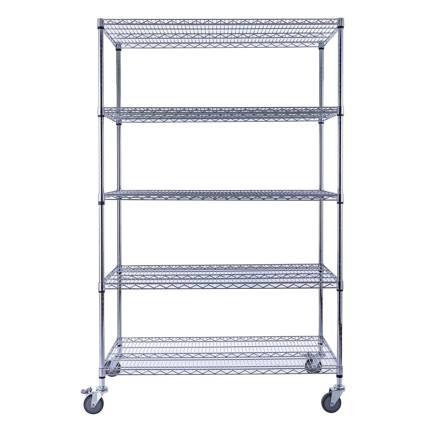 Utility Basics | 48 x 24 x 72 Shelving | Chrome Shelving on wheels | 5-Tier | Saferacks | Seville Classics | Shelving shelf | Utility shelves | Wire Shelving