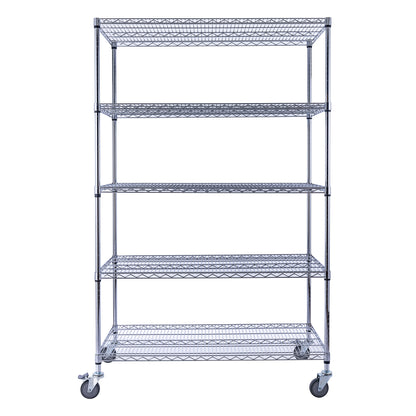 Utility Basics | 48 x 24 x 72 Shelving | Chrome Shelving on wheels | 5-Tier | Saferacks | Seville Classics | Shelving shelf | Utility shelves | Wire Shelving