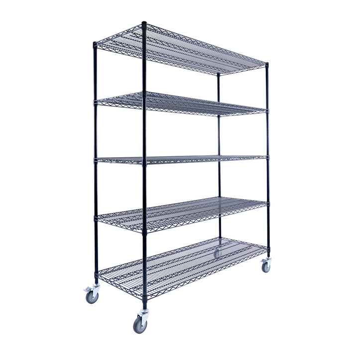 Utility Basics | Wire Shelving Rack | 5-Tier | 60 x 24 x 72 wire shelving | Black | Saferacks | Seville Classics | Utility shelving | Shelves shelf | Wire Shelving with Wheels | Wire Shelving