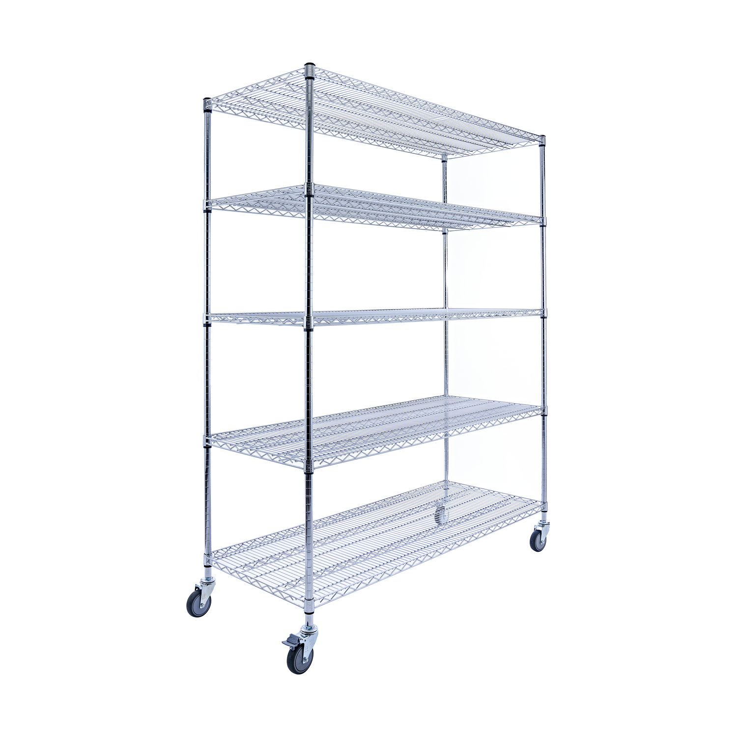 Utility Basics | Chrome Shelving On Wheels | 5-Tier | 60 x 24 x 72 Shelving| NSF | Seville Classics | Saferacks | Shelving Shelves | Utility shelving | Wire Racks with Wheels | Wire Shelving
