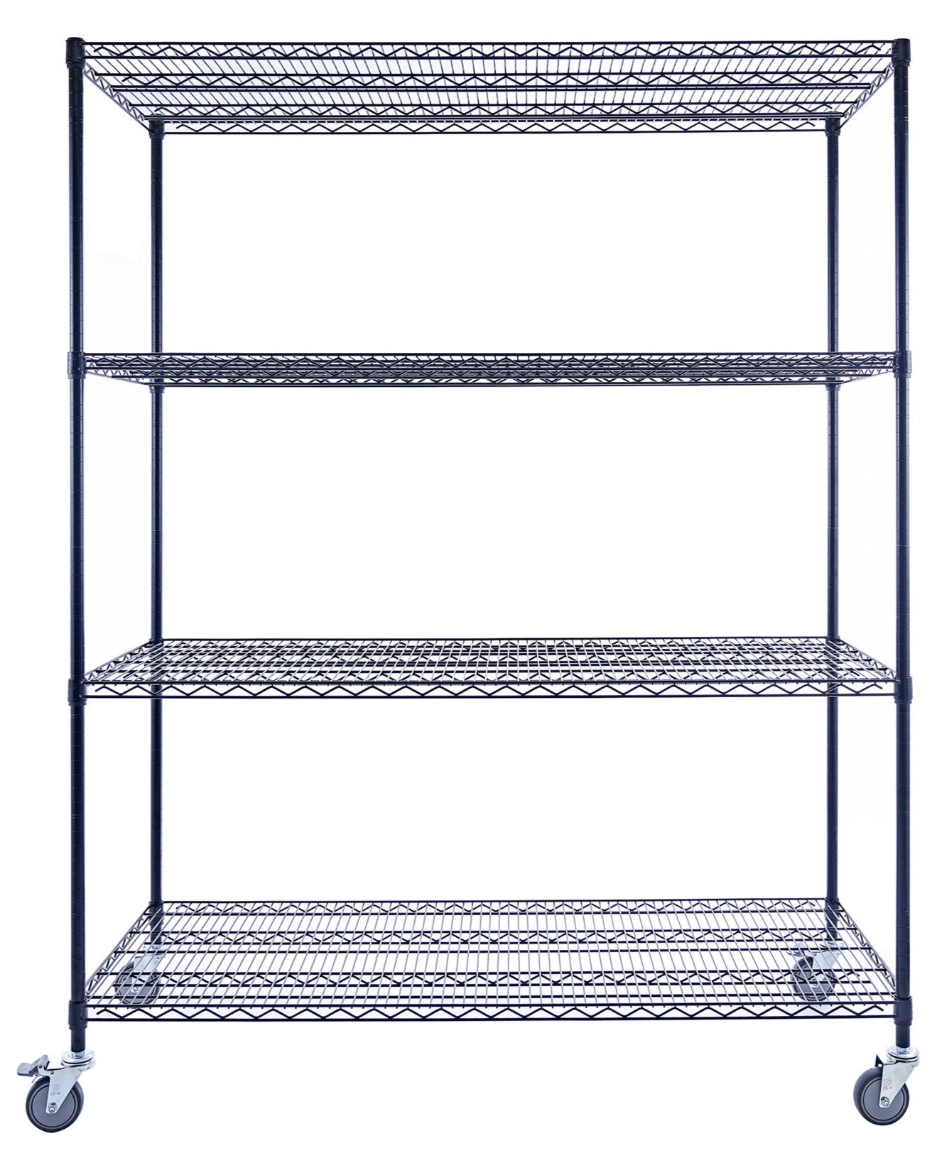 Wire Rack with wheels| 4-Tier | 60 x 24 x 72 | Black | heavy duty wire shelving on wheels | NSF Certification | Seville Classics | Saferacks | Utility shelving | Wire Shelving with Wheels | Wire Shelving 