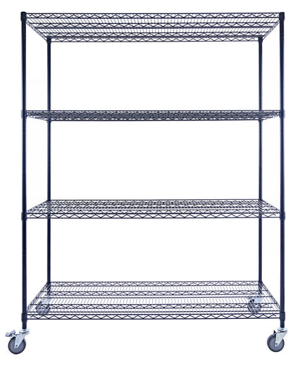 Wire Rack with wheels| 4-Tier | 60 x 24 x 72 | Black | heavy duty wire shelving on wheels | NSF Certification | Seville Classics | Saferacks | Utility shelving | Wire Shelving with Wheels | Wire Shelving 