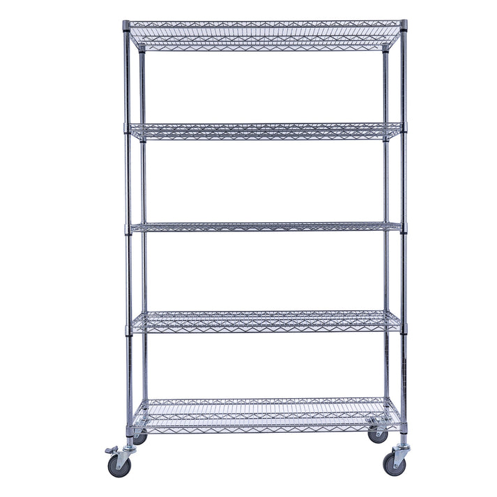 Utility Basics | Chrome Shelving on Wheels | 48 x 18 x 72 | 5-Tier | Utility shelves | Saferacks | Seville Classics | Utility shelves | Shelving shelf | Wire Shelving with Wheels