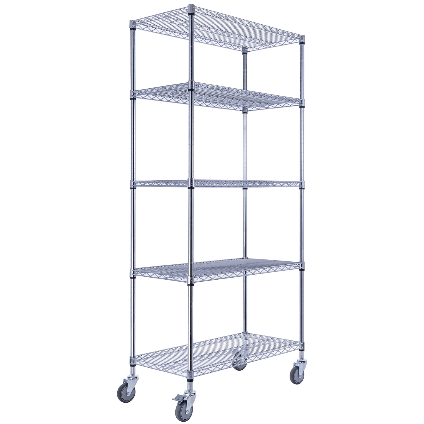 Utility Basics | Black Wire Rack | 5-Tier | 48 x 18 x 72 | Utility shelves | Utility shelving | Utility shelves | Seville Classics | Saferacks | Wire Shelving with Wheels