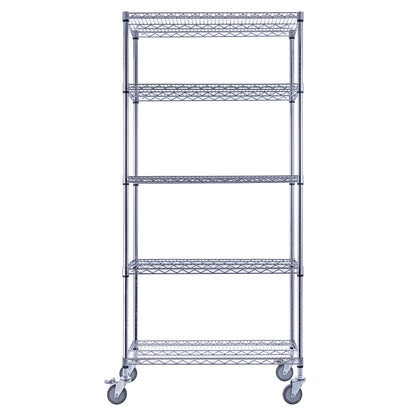 Utility Basics | Black Wire Rack | 5-Tier | 48 x 18 x 72 | Utility shelves | Utility shelving | Utility shelves | Seville Classics | Saferacks | Wire Shelving with Wheels